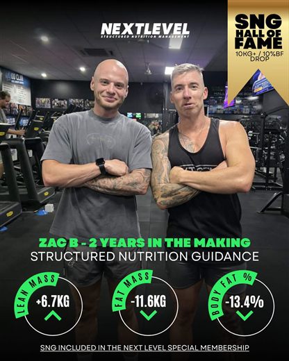 Zac B, 2 year results: 6.7kg lean mass gained, 13.4% body fat lost